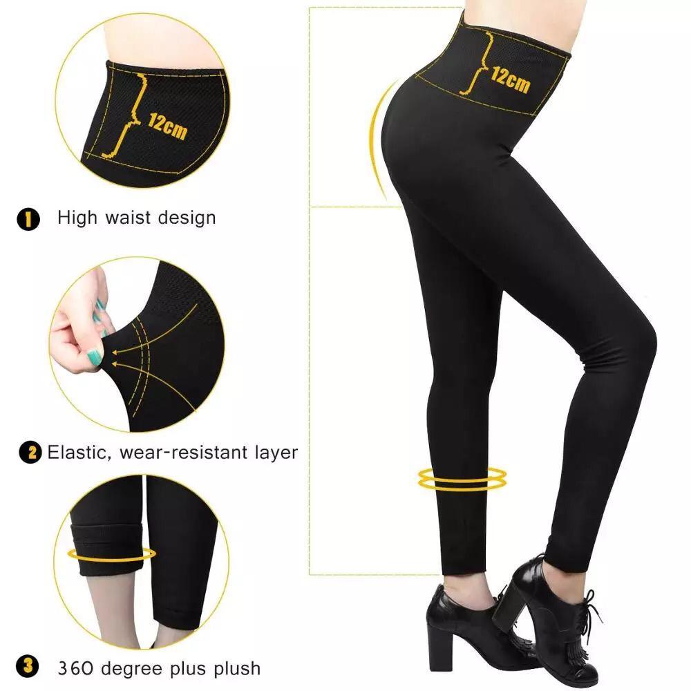 Women’s Fleece Leggings High Waist Stretchy Warm Leggings One Size