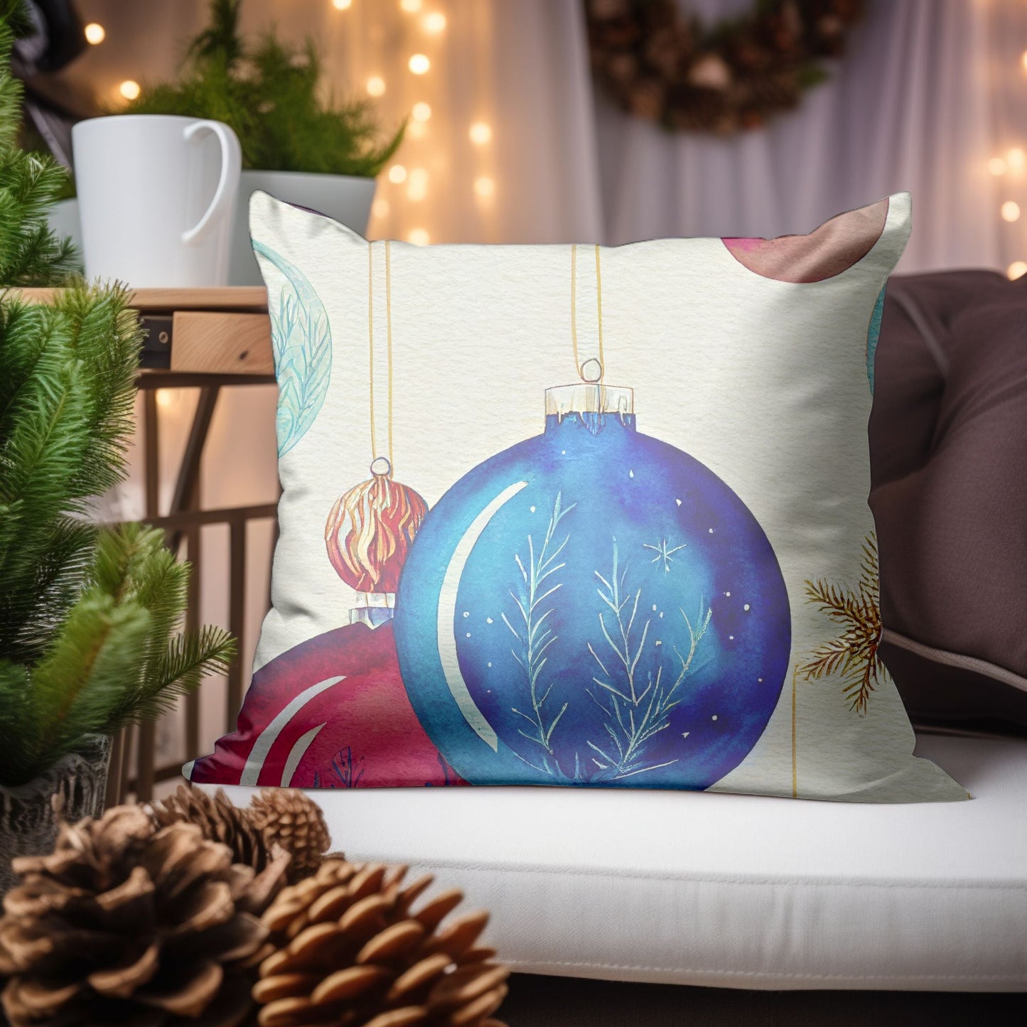 Christmas Ornaments Throw Cushion | Homeezone