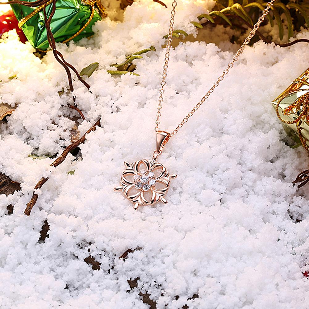 Frozen Snowflake Necklace in 18K Rose Gold Plated - Christmas