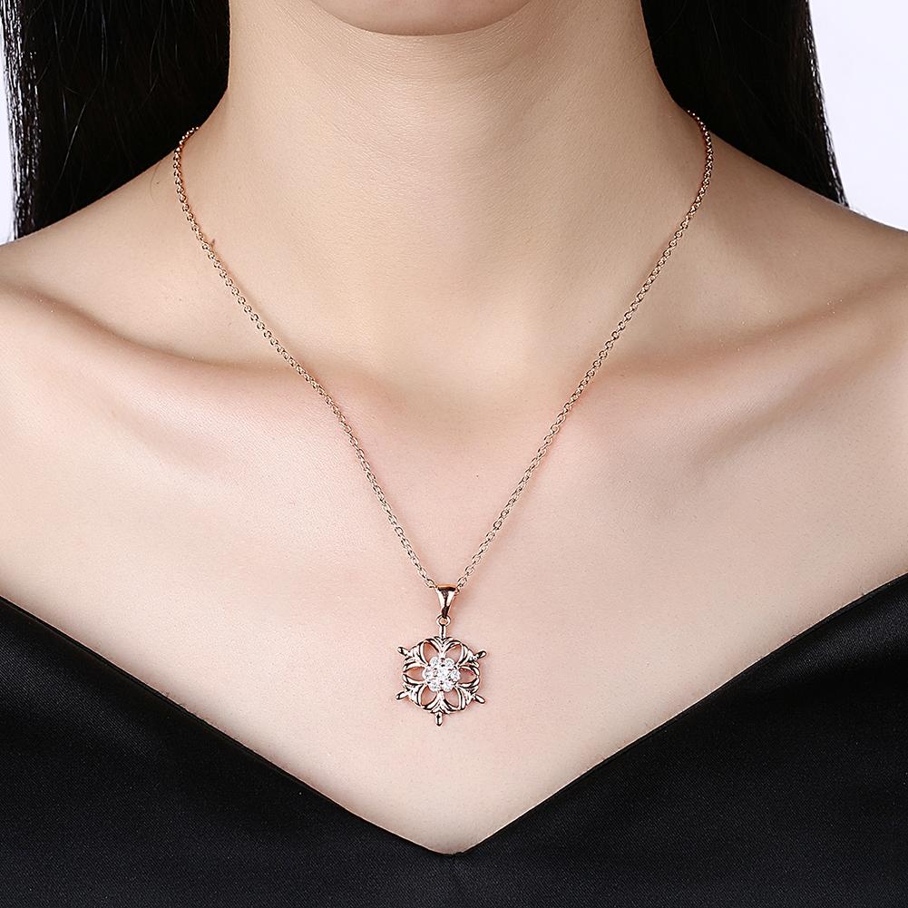 Frozen Snowflake Necklace in 18K Rose Gold Plated - Christmas