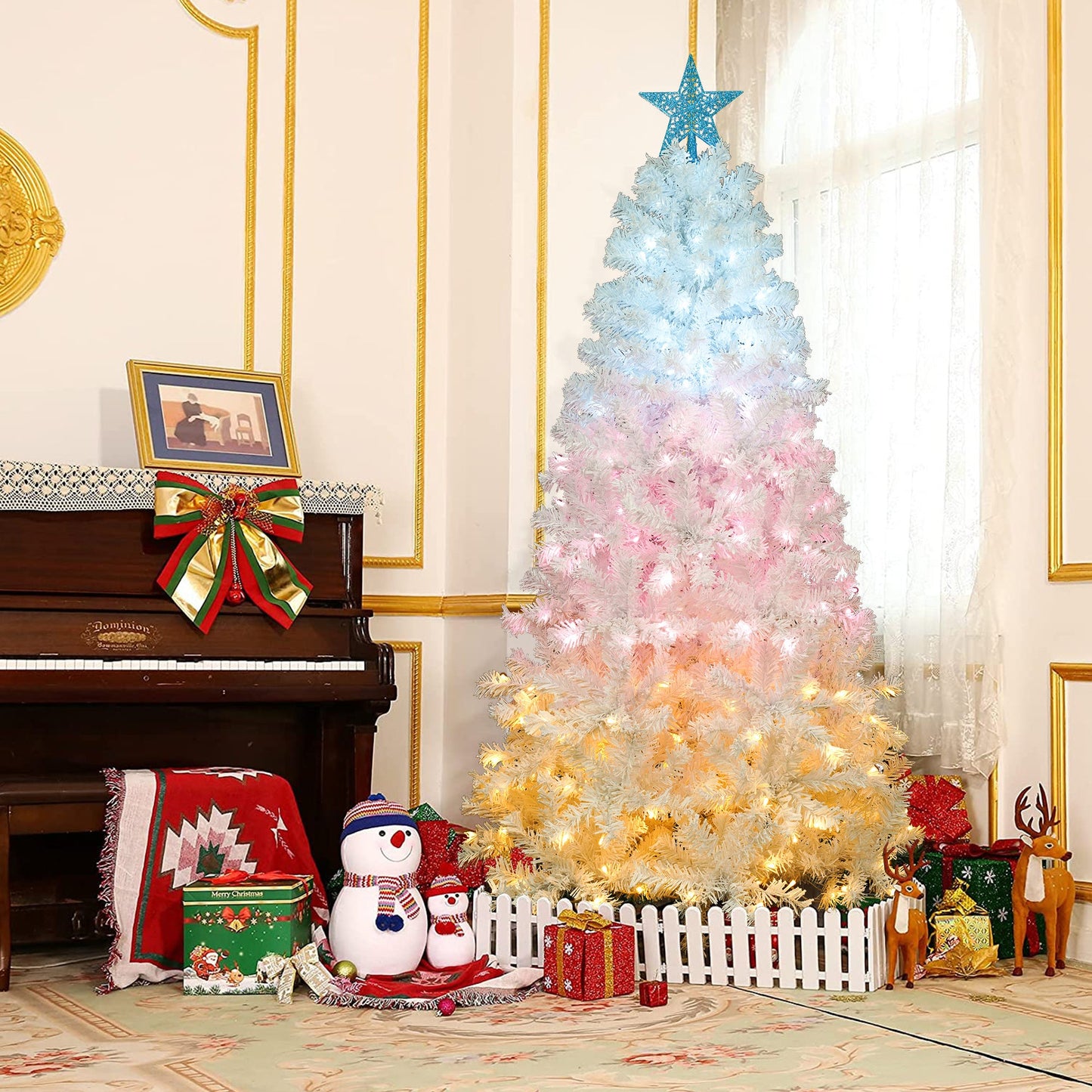6ft Artificial Christmas Tree with 300 LED Lights and 600 Bendable